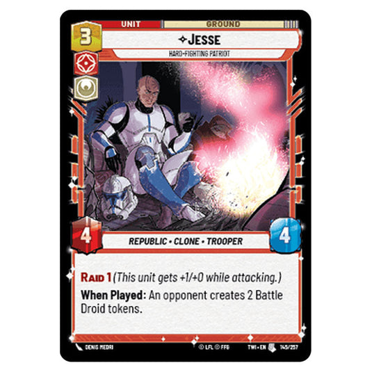 Star Wars Unlimited - Twilight of the Republic - Jesse Hard-Fighting Patriot (Uncommon) - 145/257