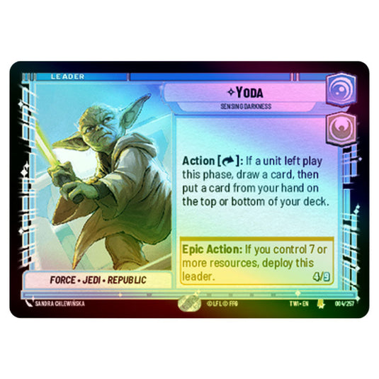 Star Wars Unlimited - Twilight of the Republic - Yoda Sensing Darkness (Rare) - 004/257 (Foil)