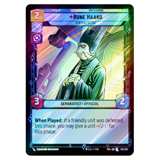 Star Wars Unlimited - Twilight of the Republic - Rune Haako Scheming Second (Uncommon) - 031/257 (Foil)
