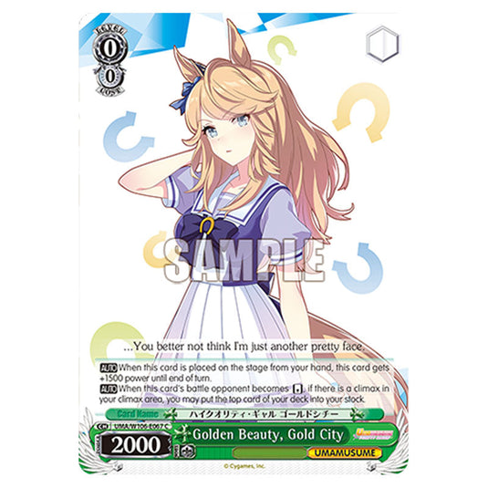 Golden Beauty, Gold City UMA/W106-E067 card from the Weiss Schwarz set Umamusume: Pretty Derby