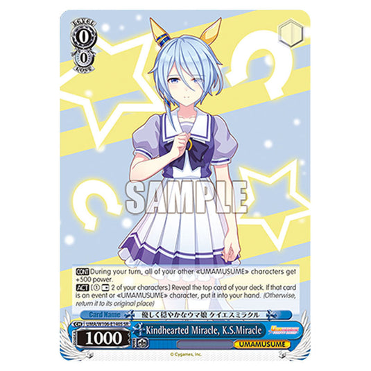 Kindhearted Miracle, K.S.Miracle UMA/W106-E140S card from the Weiss Schwarz set Umamusume: Pretty Derby