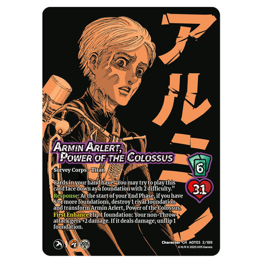 Armin Arlert, Power of the Colossus // Colossus Titan, Finale card from the Attack on Titan set Apocalypse 002/189 03