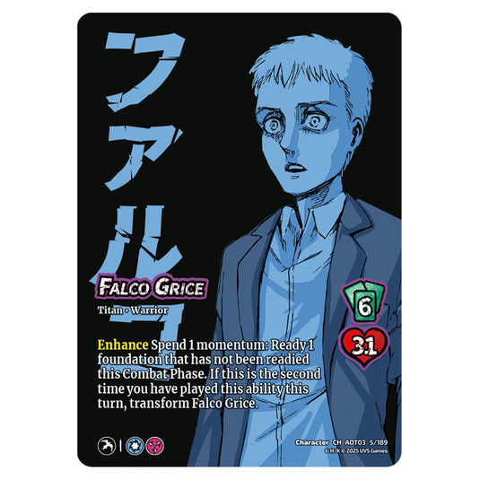 Falco Grice // Jaw Titan, Flying Form card from the Attack on Titan set Apocalypse 005/189 03