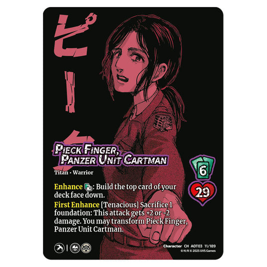 Pieck Finger, Panzer Unit Cartman // Cart Titan, Finale card from the Attack on Titan set Apocalypse 011/189 03