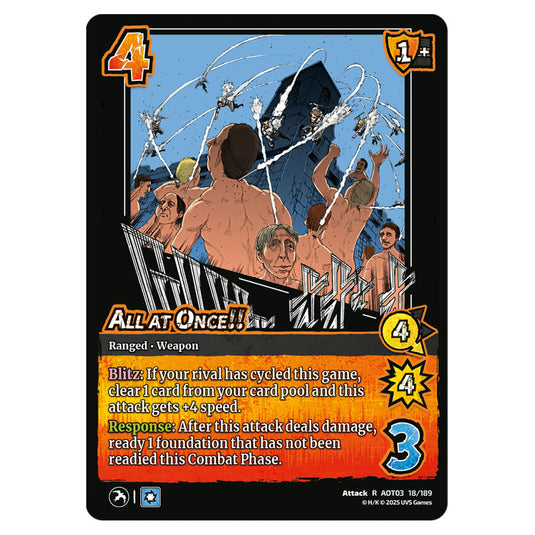 All at Once!! card from the Attack on Titan set Apocalypse 018/189 03