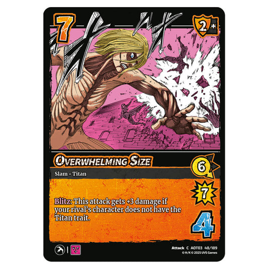 Overwhelming Size card from the Attack on Titan set Apocalypse 048/189 03