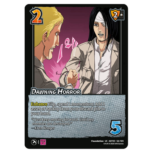 Dawning Horror card from the Attack on Titan set Apocalypse 058/189 03