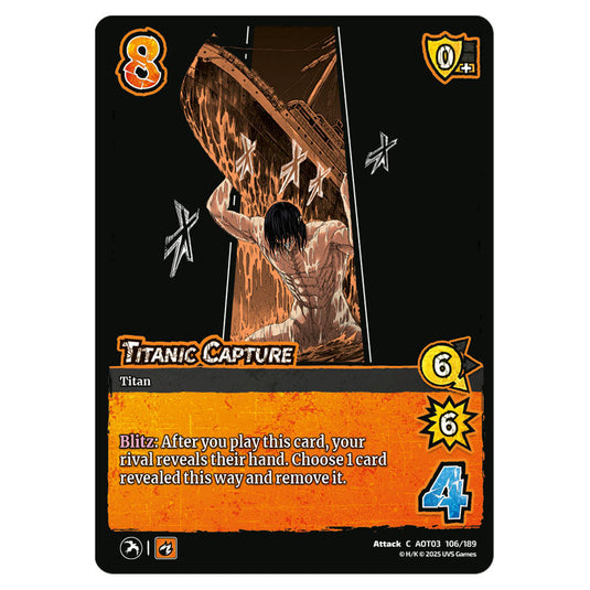 Titanic Capture card from the Attack on Titan set Apocalypse 106/189 03