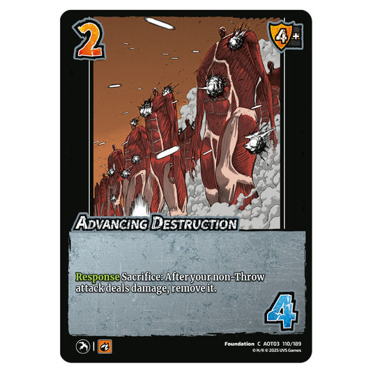 Advancing Destruction card from the Attack on Titan set Apocalypse 110/189 03