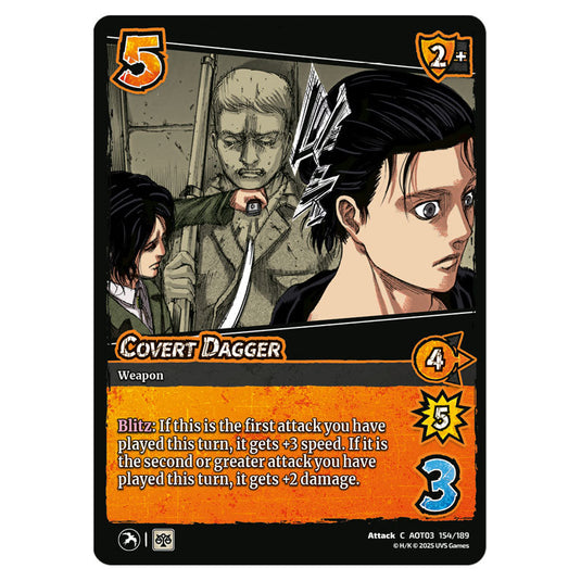 Covert Dagger card from the Attack on Titan set Apocalypse 154/189 03