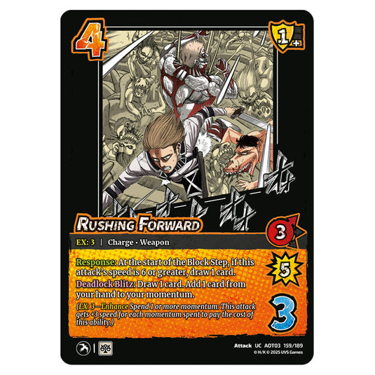 Rushing Forward card from the Attack on Titan set Apocalypse 159/189 03