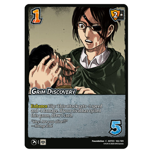 Grim Discovery card from the Attack on Titan set Apocalypse 165/189 03