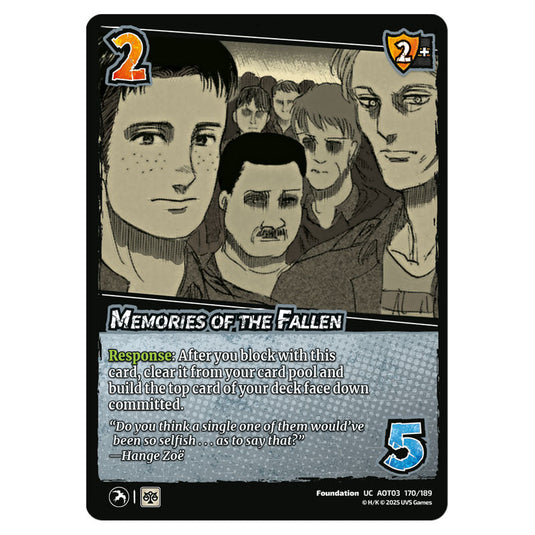 Memories of the Fallen card from the Attack on Titan set Apocalypse 170/189 03