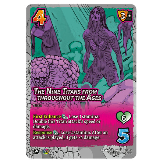 The Nine Titans from throughout the Ages card from the Attack on Titan set Apocalypse 182/189 03