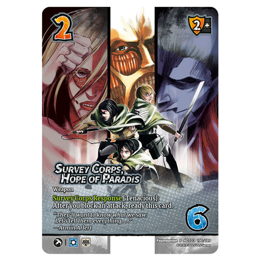 Survey Corps, Hope of Paradis (Promo) card from the Attack on Titan set Apocalypse 190/189 03
