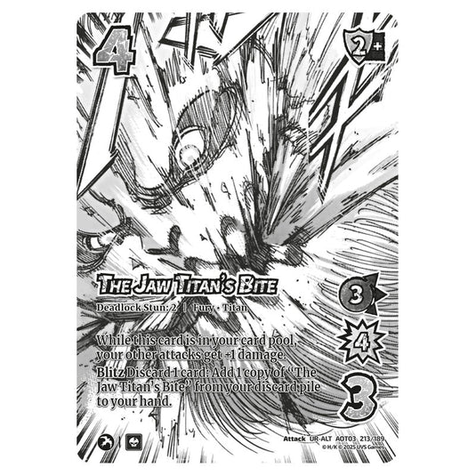 The Jaw Titan's Bite (Alternate Art) card from the Attack on Titan set Apocalypse 213/189 03