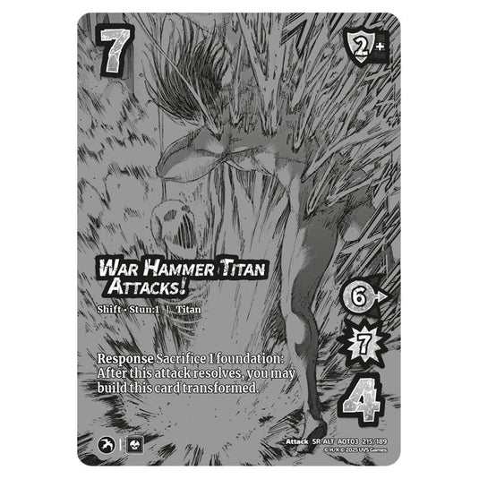 War Hammer Titan Attacks! // The War Hammer Titan (Alternate Art) card from the Attack on Titan set Apocalypse 215/189 03