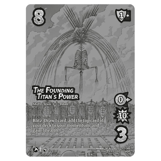The Founding Titan's Power // Ymir Fritz (Alternate Art) card from the Attack on Titan set Apocalypse 217/189 03