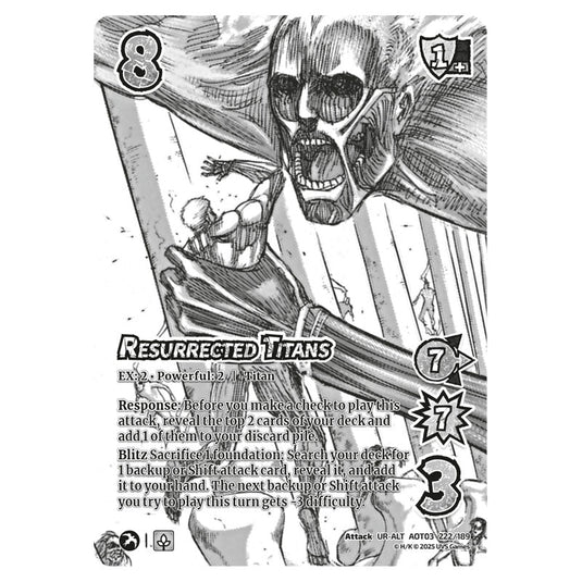 Resurrected Titans (Alternate Art) card from the Attack on Titan set Apocalypse 222/189 03