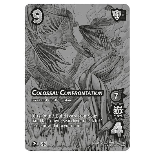 Colossal Confrontation // Seeking Relief (Alternate Art) card from the Attack on Titan set Apocalypse 223/189 03