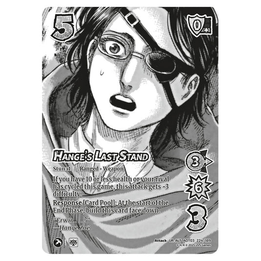 Hange's Last Stand (Alternate Art) card from the Attack on Titan set Apocalypse 224/189 03