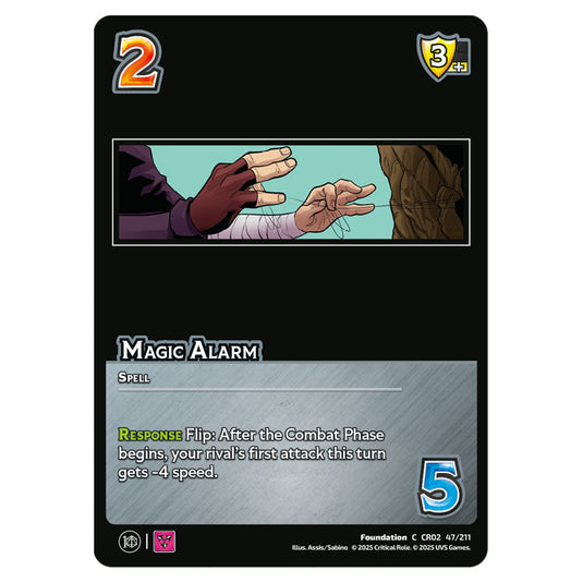 Magic Alarm card from the Crtical Role set Heroes of Exandria