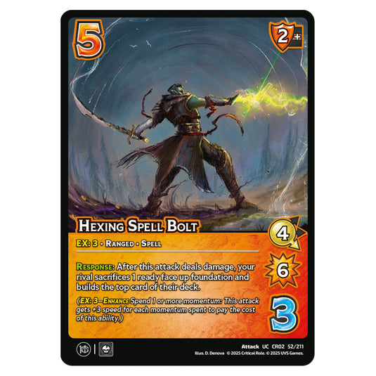 Hexing Spell Bolt card from the Crtical Role set Heroes of Exandria