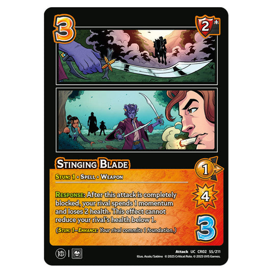 Stinging Blade card from the Crtical Role set Heroes of Exandria
