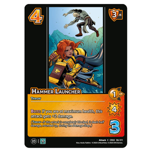 Hammer Launcher card from the Crtical Role set Heroes of Exandria