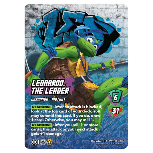 Leonardo, The Leader card from the Teenage Mutant Ninja Turtles set