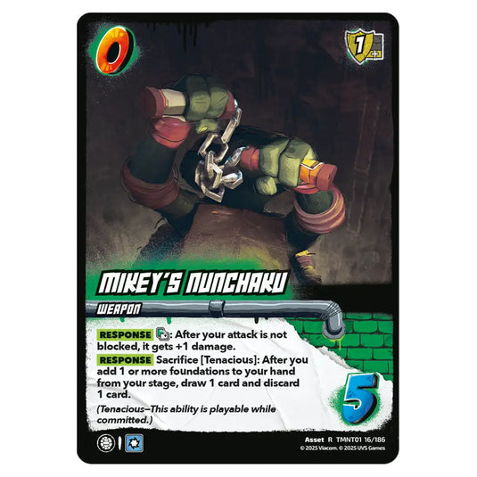 Mikey's Nunchaku card from the Teenage Mutant Ninja Turtles set