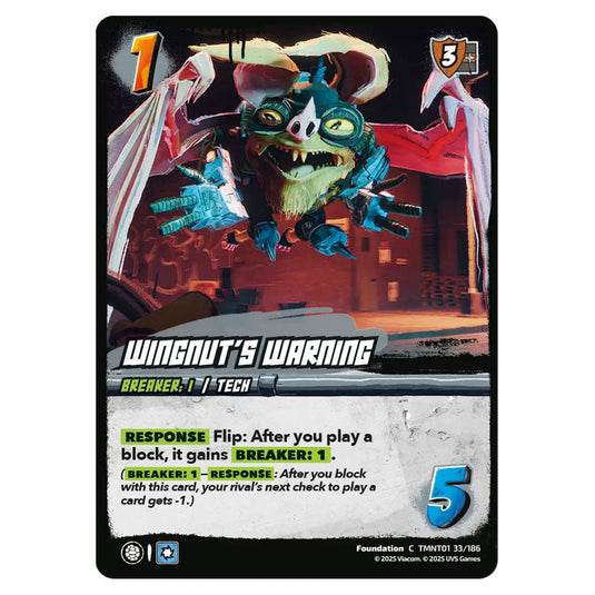 Wingnut's Warning card from the Teenage Mutant Ninja Turtles set