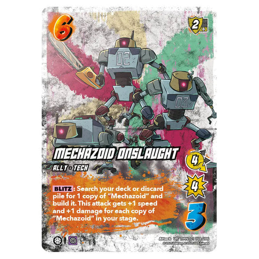 Mechazoid Onslaught card from the Teenage Mutant Ninja Turtles set
