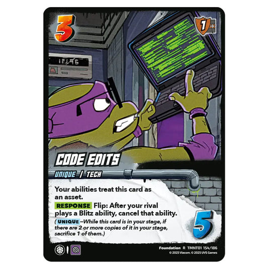 Code Edits card from the Teenage Mutant Ninja Turtles set
