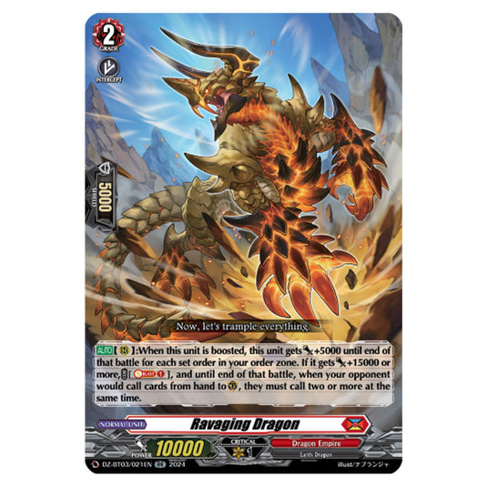 Ravaging Dragon DZ-BT03/021EN card from the Cardfight!! Vanguard set Dimensional Transcendence