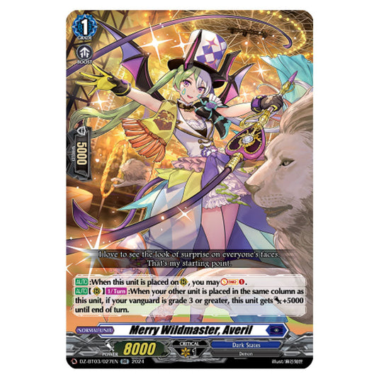 Merry Wildmaster, Averil DZ-BT03/027EN card from the Cardfight!! Vanguard set Dimensional Transcendence