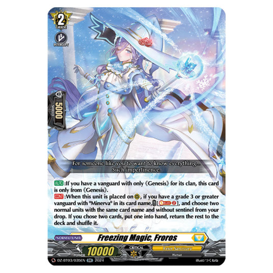 Freezing Magic, Froros DZ-BT03/035EN card from the Cardfight!! Vanguard set Dimensional Transcendence