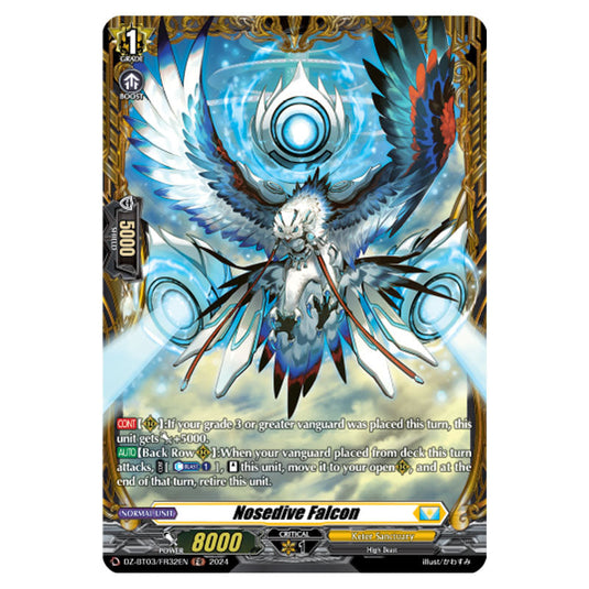 Nosedive Falcon DZ-BT03/FR32EN card from the Cardfight!! Vanguard set Dimensional Transcendence