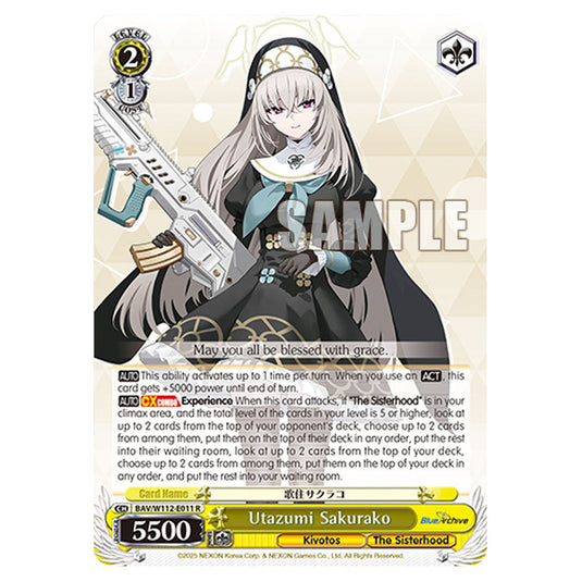 Character BAV/W112-E011 card from the Weiss Schwarz set Blue Archive