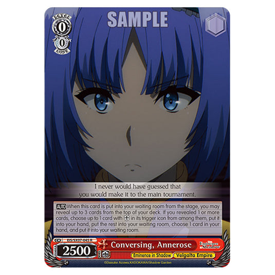 Character EIS/SX07-045 card from the Weiss Schwarz set The Eminence in Shadow