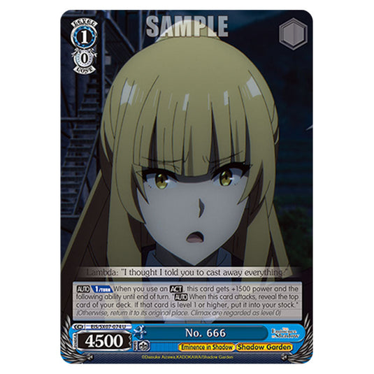 Character EIS/SX07-074 card from the Weiss Schwarz set The Eminence in Shadow