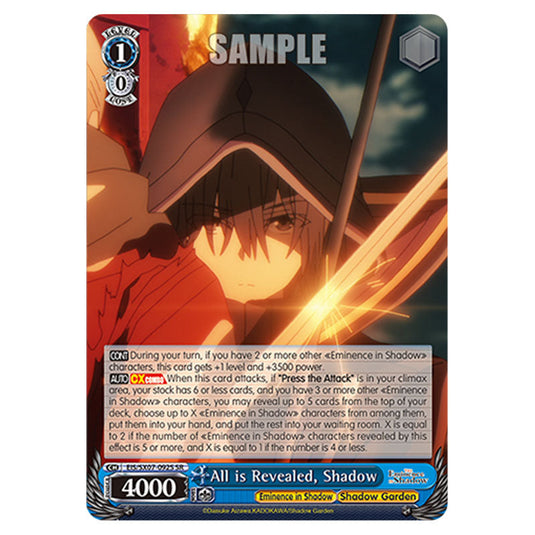 Character EIS/SX07-092S card from the Weiss Schwarz set The Eminence in Shadow
