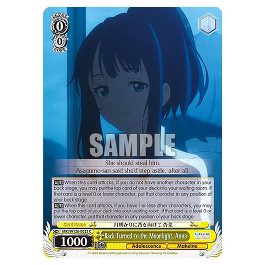 Back Turned to the Moonlight, Anna MKI/W126-E023 card from the Weiss Schwarz set Makeine: Too Many Losing Heroines!