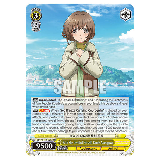 Character SBY/W114-E003 card from the Weiss Schwarz set Rascal Does Not Dream of a Sister Venturing Out & Knapsack Kid