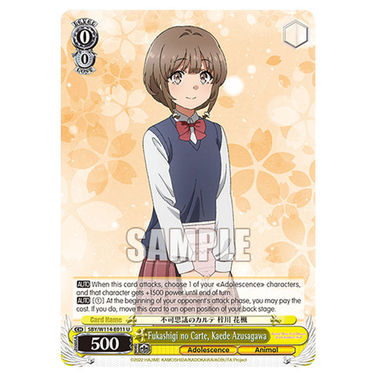 Character SBY/W114-E011 card from the Weiss Schwarz set Rascal Does Not Dream of a Sister Venturing Out & Knapsack Kid