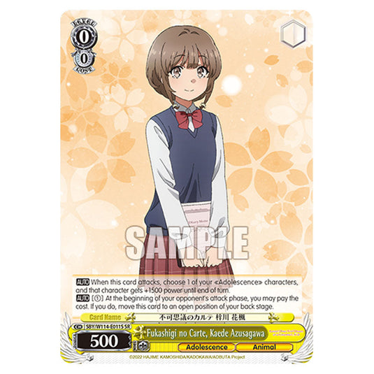 Character SBY/W114-E011S card from the Weiss Schwarz set Rascal Does Not Dream of a Sister Venturing Out & Knapsack Kid
