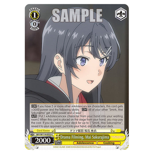 Character SBY/W114-E022 card from the Weiss Schwarz set Rascal Does Not Dream of a Sister Venturing Out & Knapsack Kid