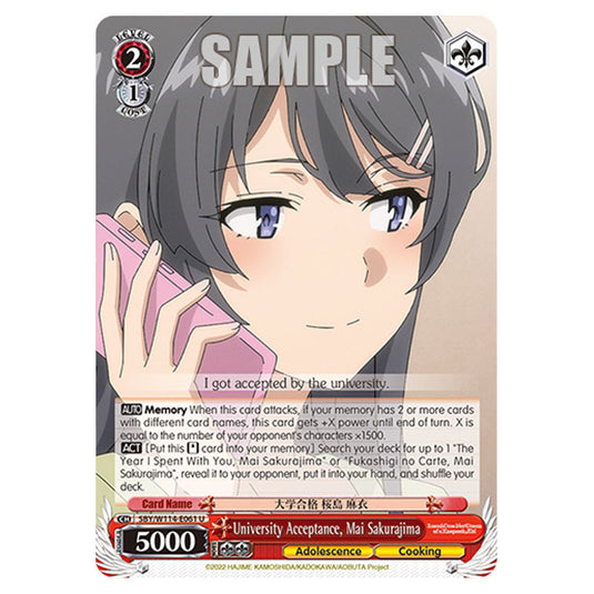 Character SBY/W114-E061 card from the Weiss Schwarz set Rascal Does Not Dream of a Sister Venturing Out & Knapsack Kid