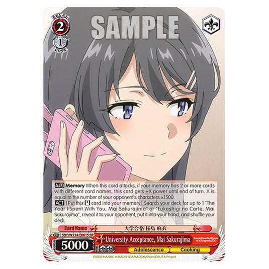 Character SBY/W114-E061S card from the Weiss Schwarz set Rascal Does Not Dream of a Sister Venturing Out & Knapsack Kid