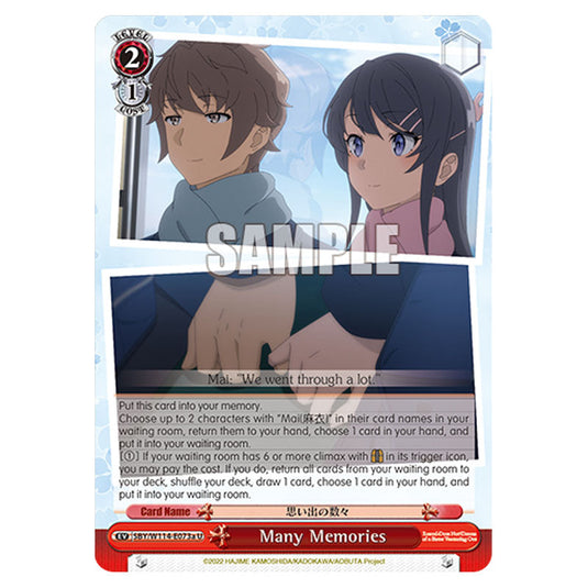 Event SBY/W114-E073a card from the Weiss Schwarz set Rascal Does Not Dream of a Sister Venturing Out & Knapsack Kid
